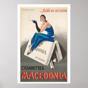 Poster Cigarros Macedônia Baixa Nicotina Vintage