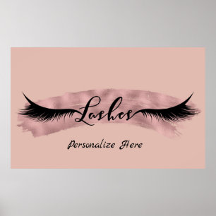 Pôster Cílios Pestanas Rose Gold Blush Rosa Salão de Bele
