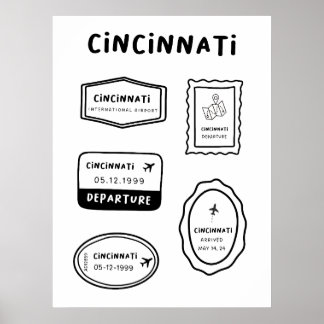 Poster Cincinnati - Coleção de Carimbos de Viagem | Minim