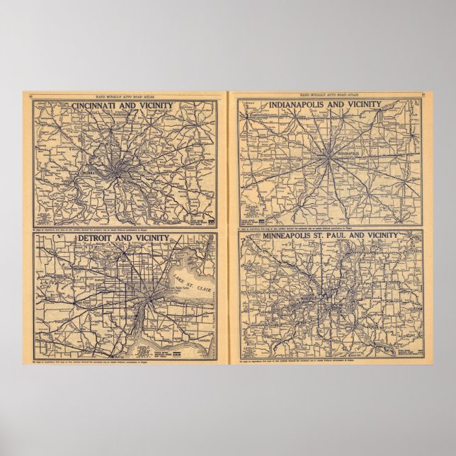 Pôster Cincinnati, Detroit, Indianápolis (Frente)