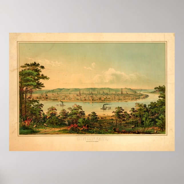 Poster Cincinnati Ohio, a oeste de Covington, KY (Frente)