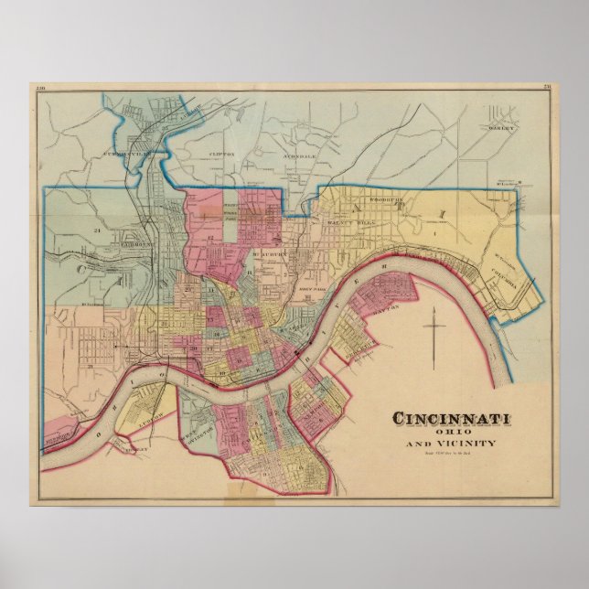 Pôster Cincinnati, Ohio and vicinity (Frente)