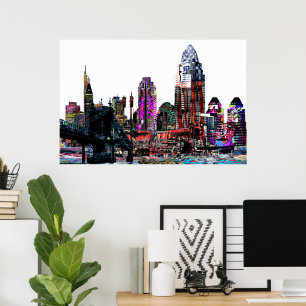 Pôster Cincinnati, Ohio, em grafite