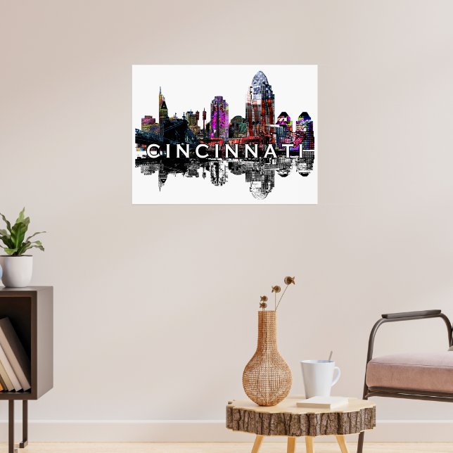 Poster Cincinnati, Ohio em grafite (Sala de Estar 3)