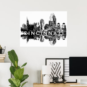 Poster Cincinnati, Ohio, em preto e branco