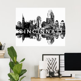 Poster Cincinnati, Ohio, em preto e branco