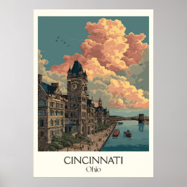 Poster Cincinnati Ohio Queen City Skyline Architecture