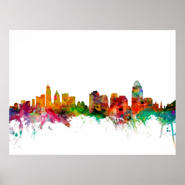 Pôster Cincinnati Ohio Skyline (Frente)