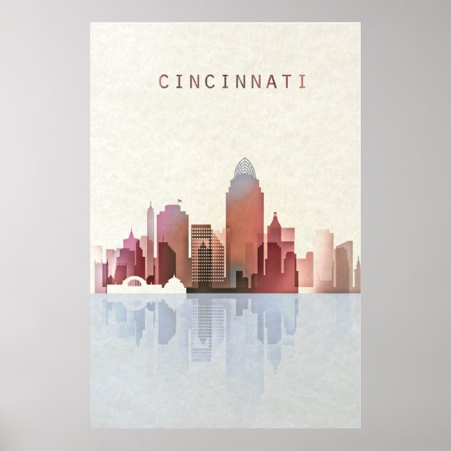 Poster Cincinnati Skyline, Cincinnati Poster, Ohio Art (Frente)
