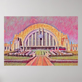 Poster Cincinnati Union Terminal Watercolor Painting