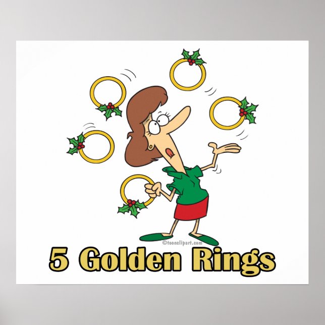 Pôster cinco anéis de ouro 5º quinto dia de natal (Frente)