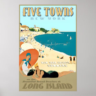 Poster Cinco Cidades Long Island Nova York Praia da Costa