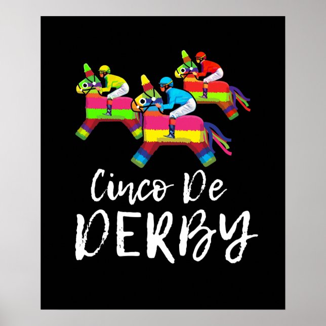 Poster Cinco de Derby Kentucky pinata Sombrero Mexicanos (Frente)