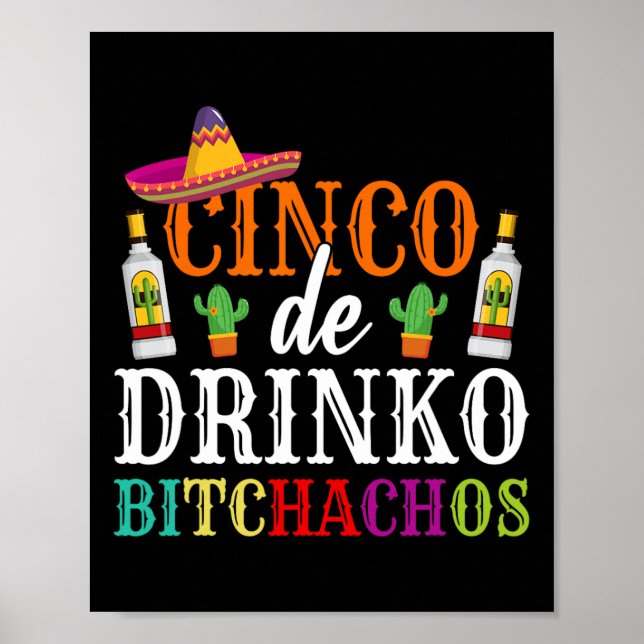 Poster Cinco De Drinko Achos Cinco Do Partido Mayo Mulher (Frente)