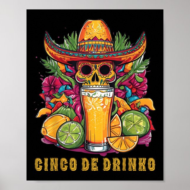 Poster Cinco De Drinko Funny Cinco De Mayo Bebendo Do Par (Frente)