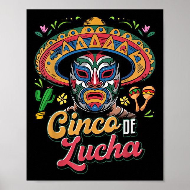 Poster Cinco de Lucha, Luchador, Lucha Libre, Cinco Engra (Frente)