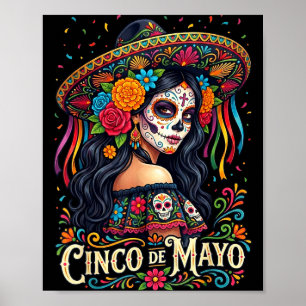 Poster Cinco de maio 2026 festa mexicana 5 de maio garota