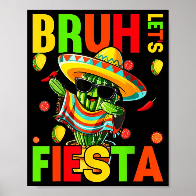 Poster Cinco de maio cacto mexicano engraçado vamos feste (Frente)