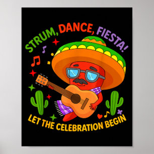 Poster Cinco de maio divertido sombrero de pimenta chili
