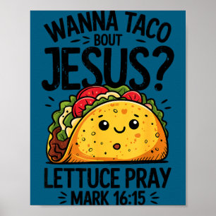 Poster Cinco de maio quer taco sobre jesus alface rezar