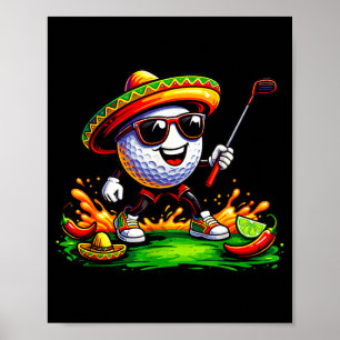 Poster Cinco De Mayo Bola de Golfe Chapéu Óculos de Sol G