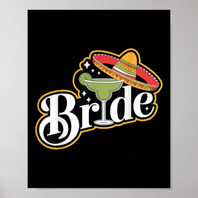 Poster Cinco de Mayo Bride Sombrero Margarita Partido Mex (Frente)