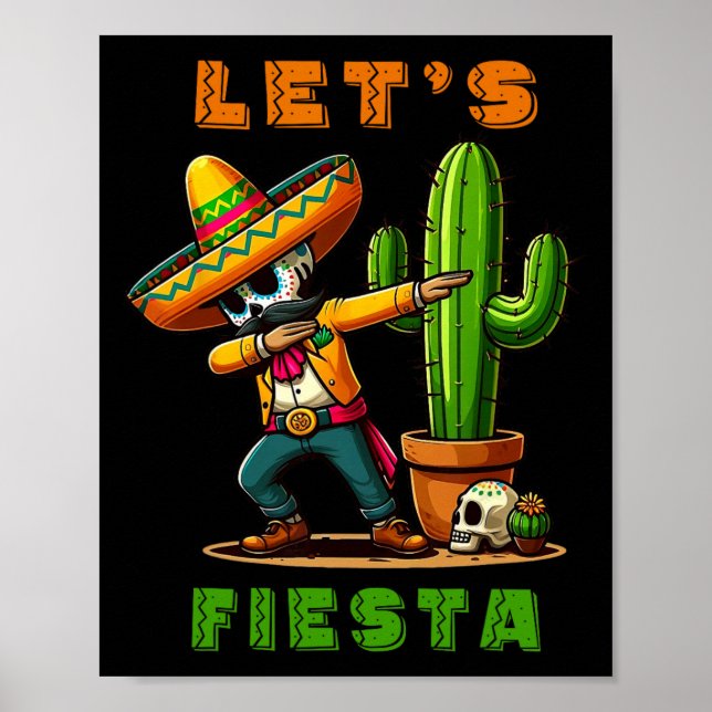 Poster Cinco De Mayo Cactus Mexicano Poncho Sombrero Hat  (Frente)