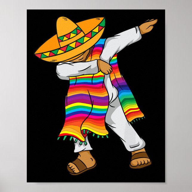 Poster Cinco De Mayo Dabbing Poncho Kids Toddler Mexicano (Frente)