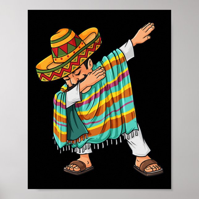 Poster Cinco De Mayo Dabbing Poncho Sombrero Funny Mexica (Frente)