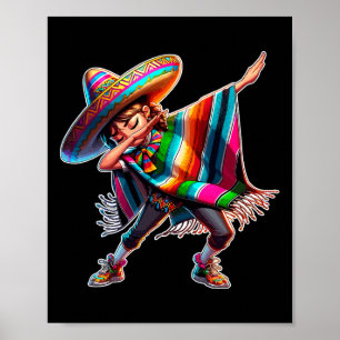 Poster Cinco De Mayo Dabbing Poncho Sombrero mexicano Dab