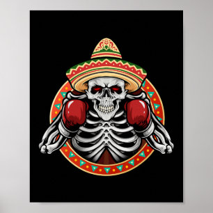 Poster Cinco de Mayo Estilo Vintage Mexicano Boxando Exce