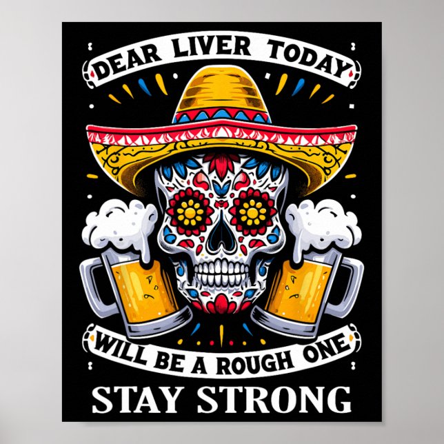Poster Cinco De Mayo Fiesta Querido Fígado Hoje Será Um R (Frente)
