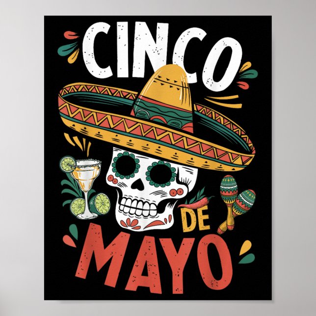 Poster Cinco De Mayo Funny Camisa Mexicano Sombrero Fiest (Frente)