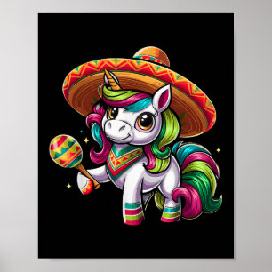 Poster Cinco De Mayo Funny Partido Mexicano Unicórnio Cri