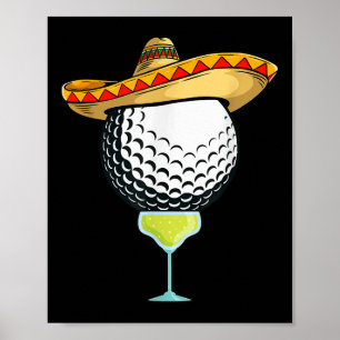 Poster Cinco De Mayo Golf Ball Com Sombrero E Margarit