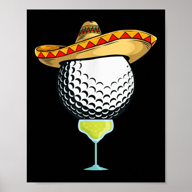 Poster Cinco De Mayo Golf Ball Com Sombrero E Margarit (Frente)