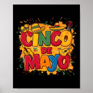 Poster Cinco De Mayo Guitarra Mexicana Cactus Para Homens