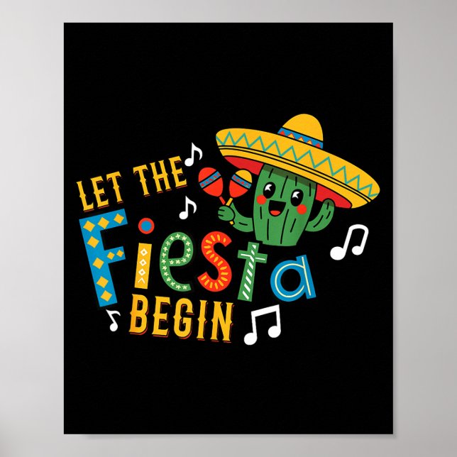 Poster Cinco de mayo let the fiesta begin funny mexicanCi (Frente)