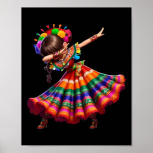 Poster Cinco De Mayo Mulher Mexicana Engraçada Dabbing Ci