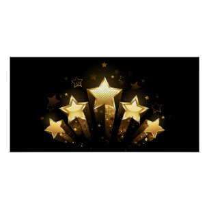 Pôster Cinco estrelas douradas a preto