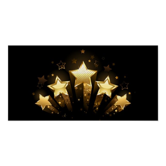 Pôster Cinco estrelas douradas a preto (Frente)
