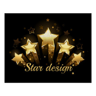 Pôster Cinco estrelas douradas a preto