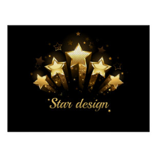 Pôster Cinco estrelas douradas a preto