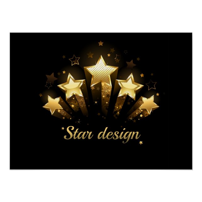 Pôster Cinco estrelas douradas a preto (Frente)