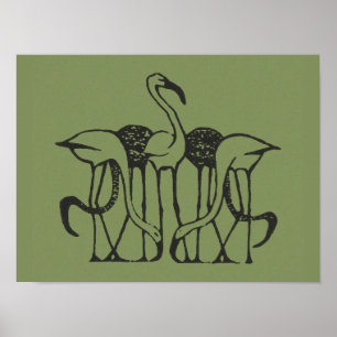 Poster Cinco Flamingos por Gerrit Willem Dijsselhof