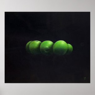 Pôster Cinco maçãs verdes