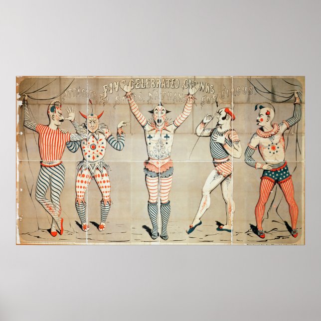 Poster Cinco Palhaços Celebrados Conectados a Areia (Frente)