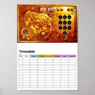 Pôster Cinco para as 12 Relógio Steampunk Grunge