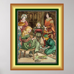 Poster Cinderela E Seu Príncipe Tentando O Slipper