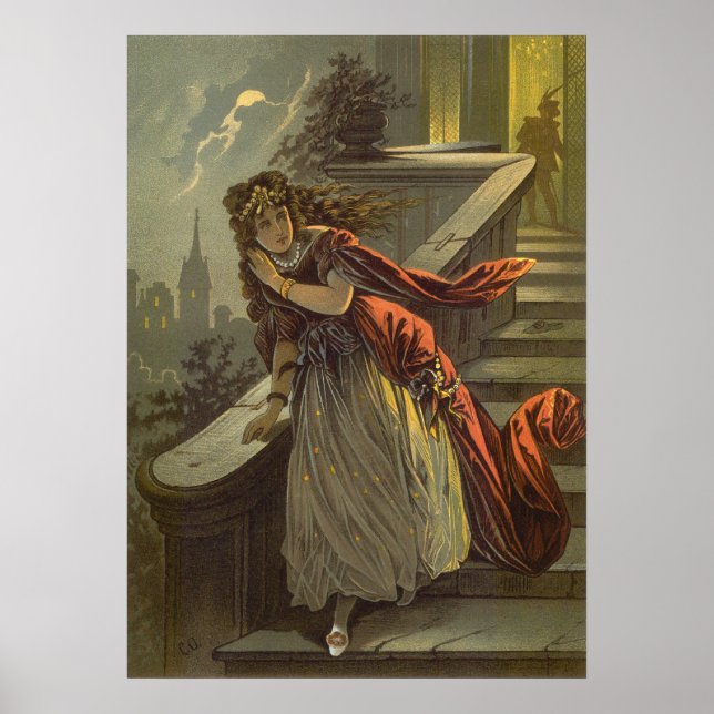Poster Cinderela Vintage, Contos de Fadas Vitorianos (Frente)